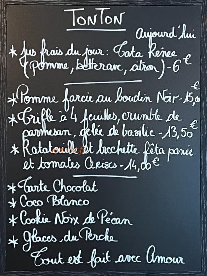 TonTon lieu gourmand — carte page 1