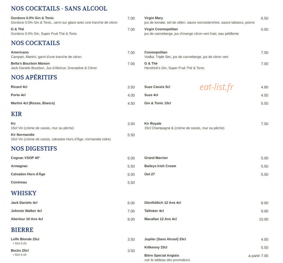 Bella's Tea Room — carte page 4