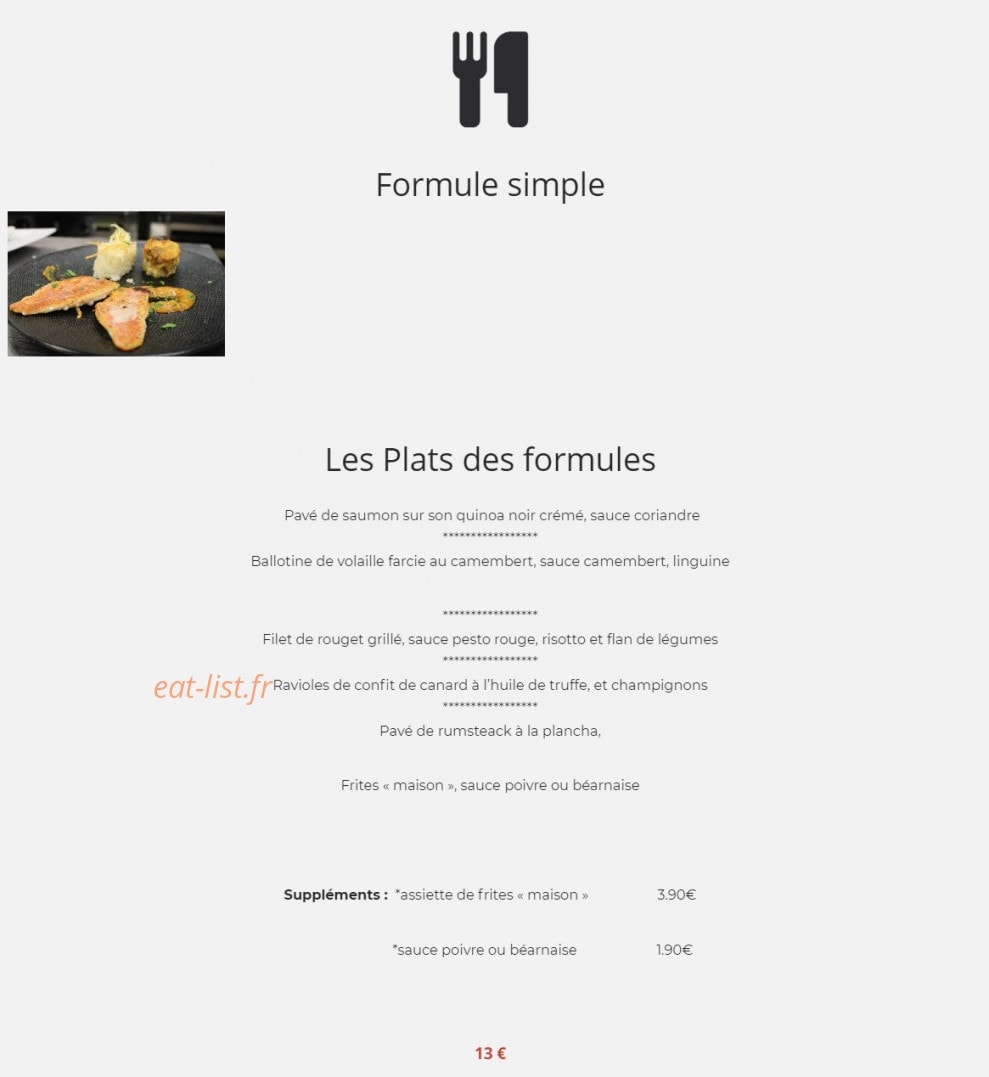 Bistrot Gourmand — carte page 1