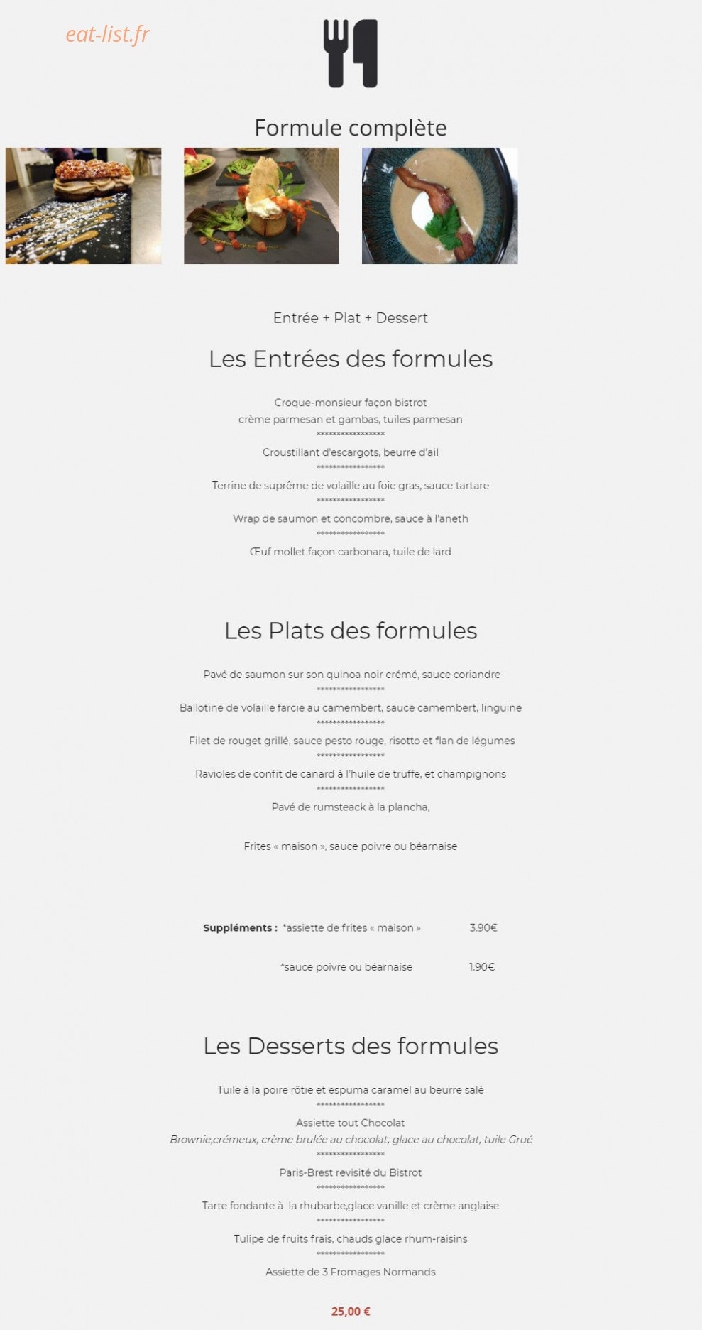 Bistrot Gourmand — carte page 3