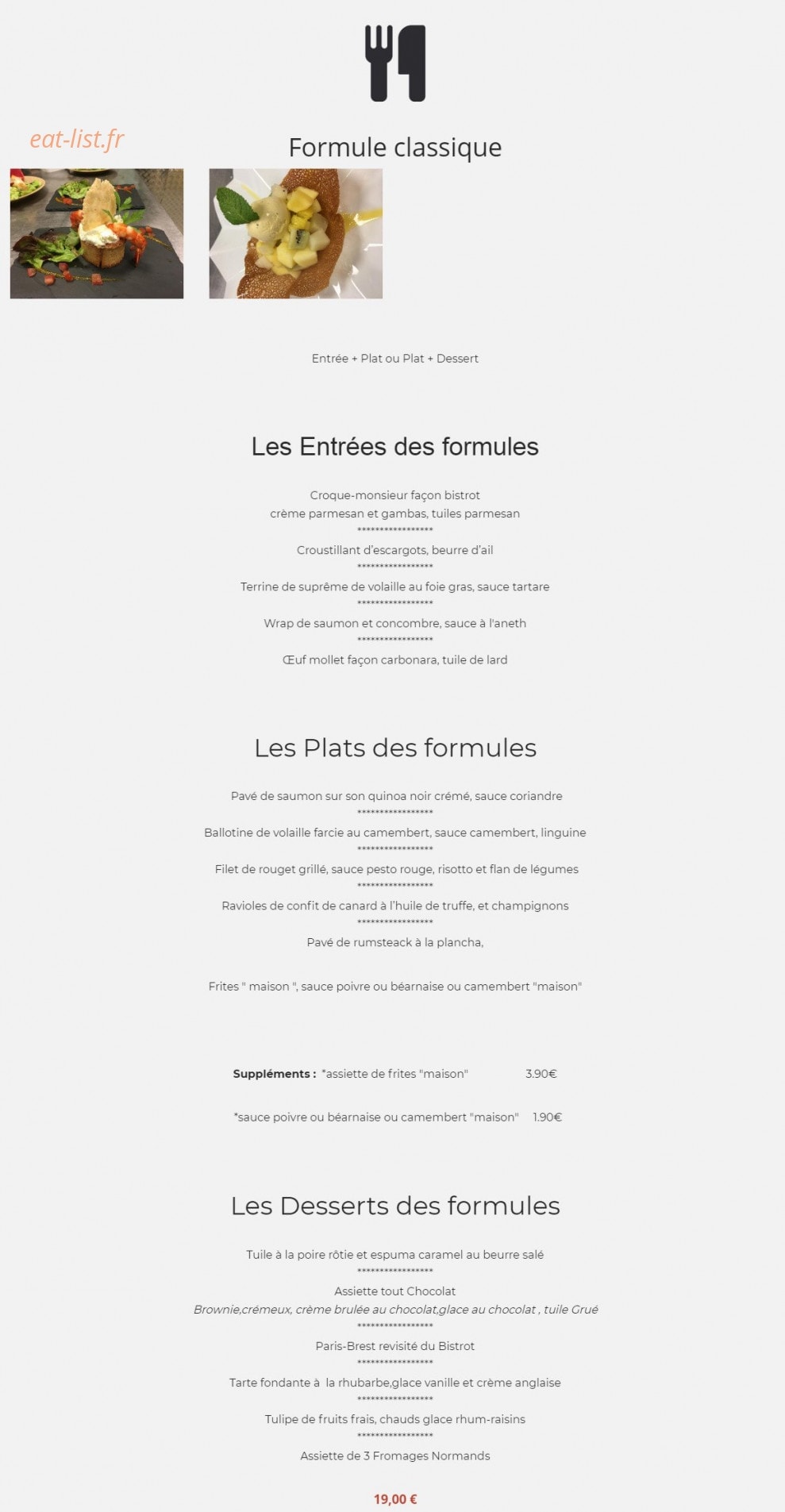 Bistrot Gourmand — carte page 2