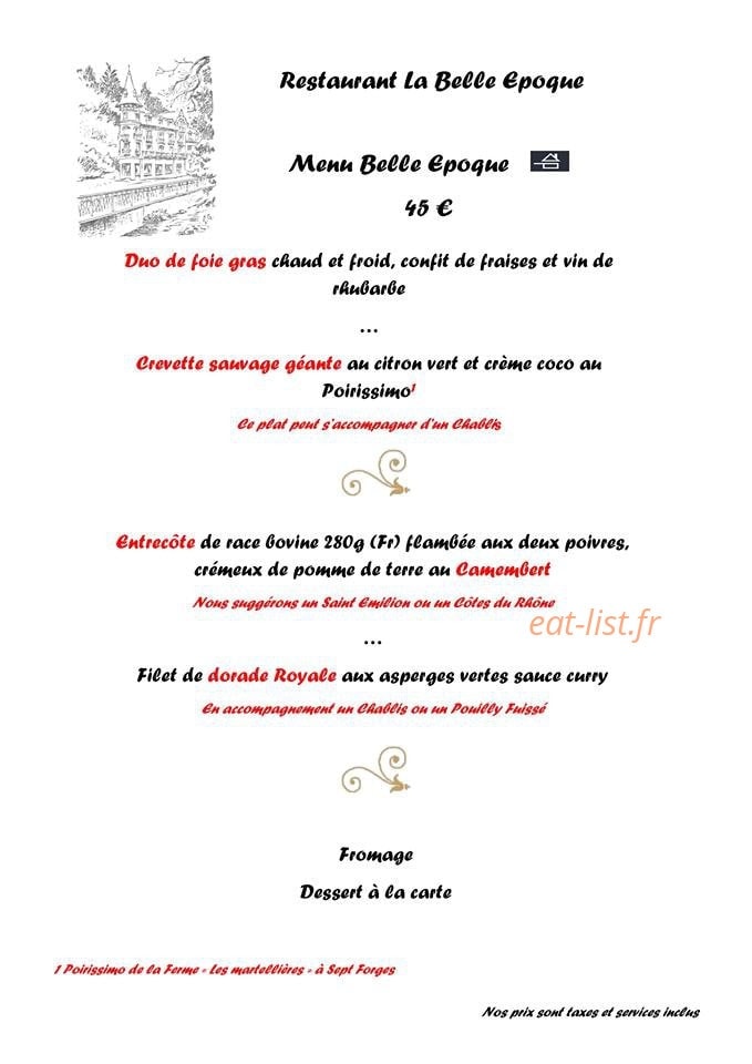 La Belle Epoque — carte page 1