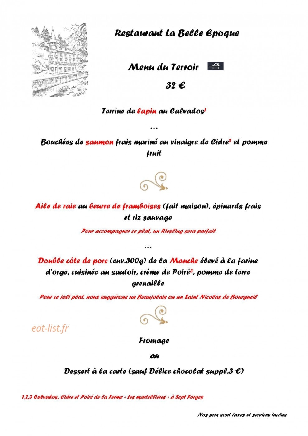 La Belle Epoque — carte page 2