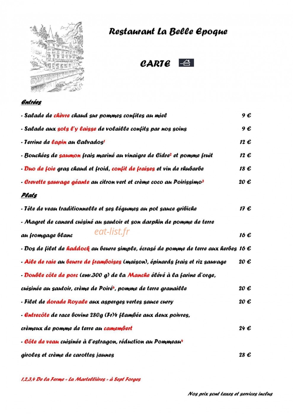 La Belle Epoque — carte page 5