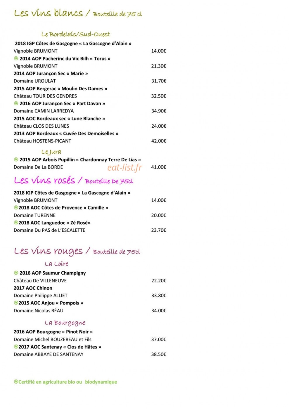 Ô Gayot — carte page 9