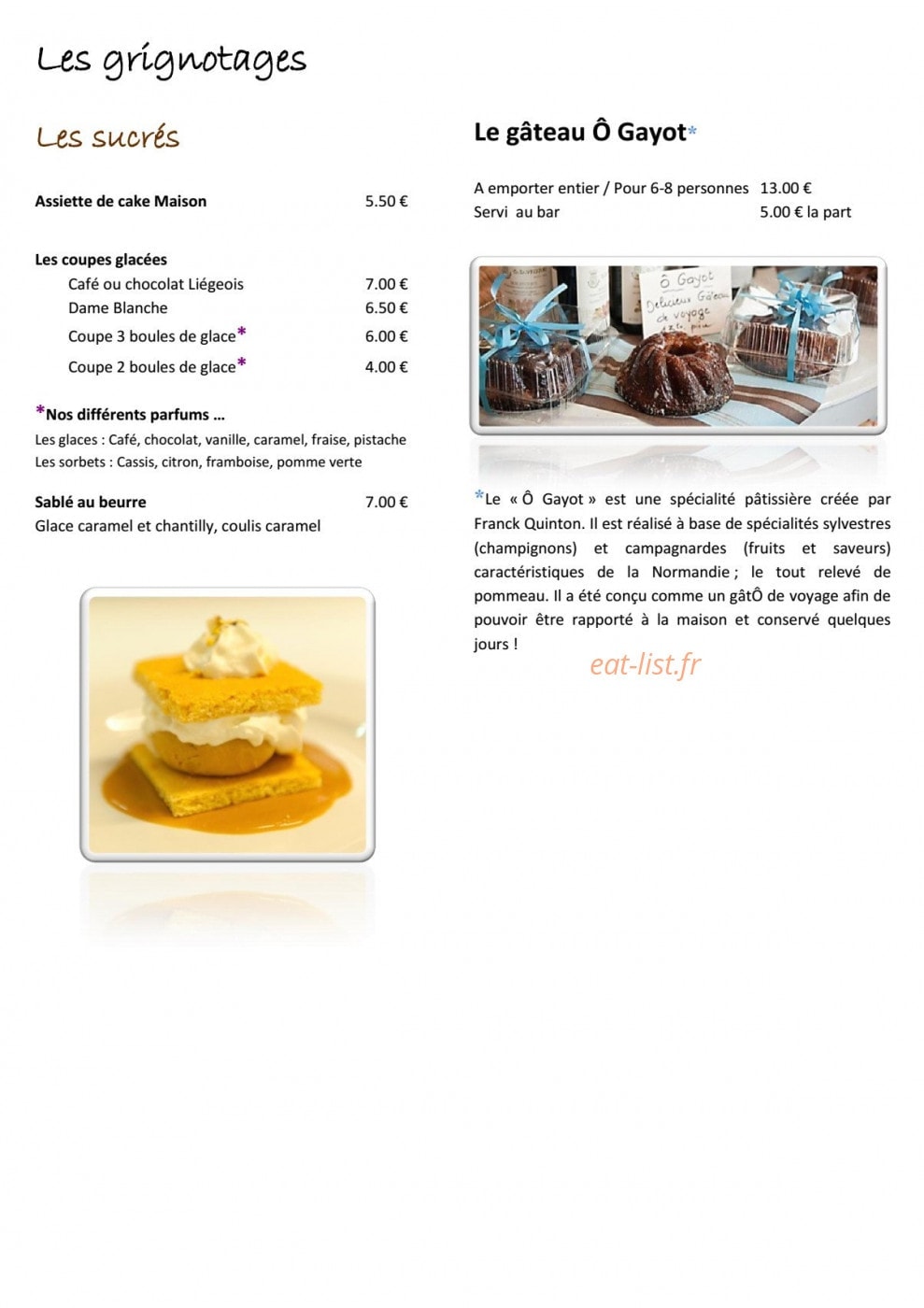 Ô Gayot — carte page 14