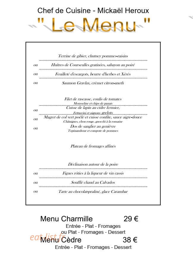 Restaurant Bois Joli — carte page 2