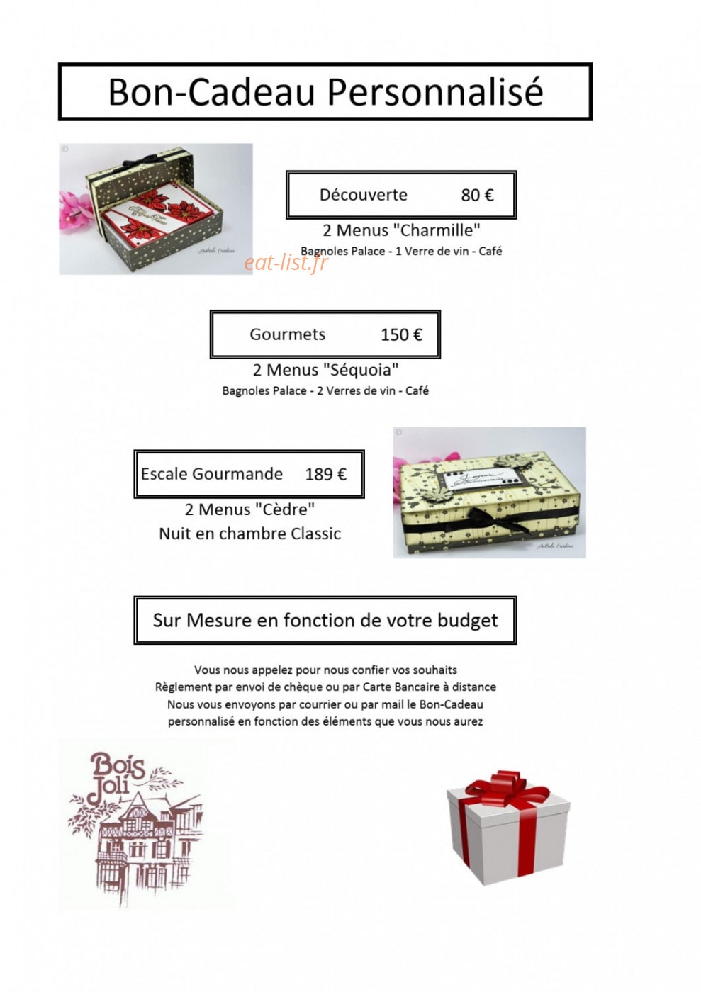 Restaurant Bois Joli — carte page 3