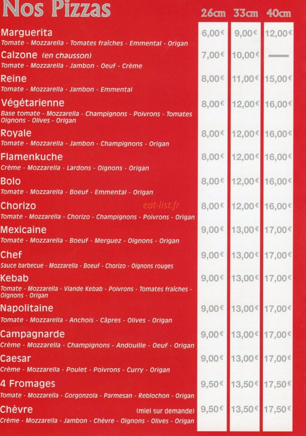 Pizza Casa — carte page 2