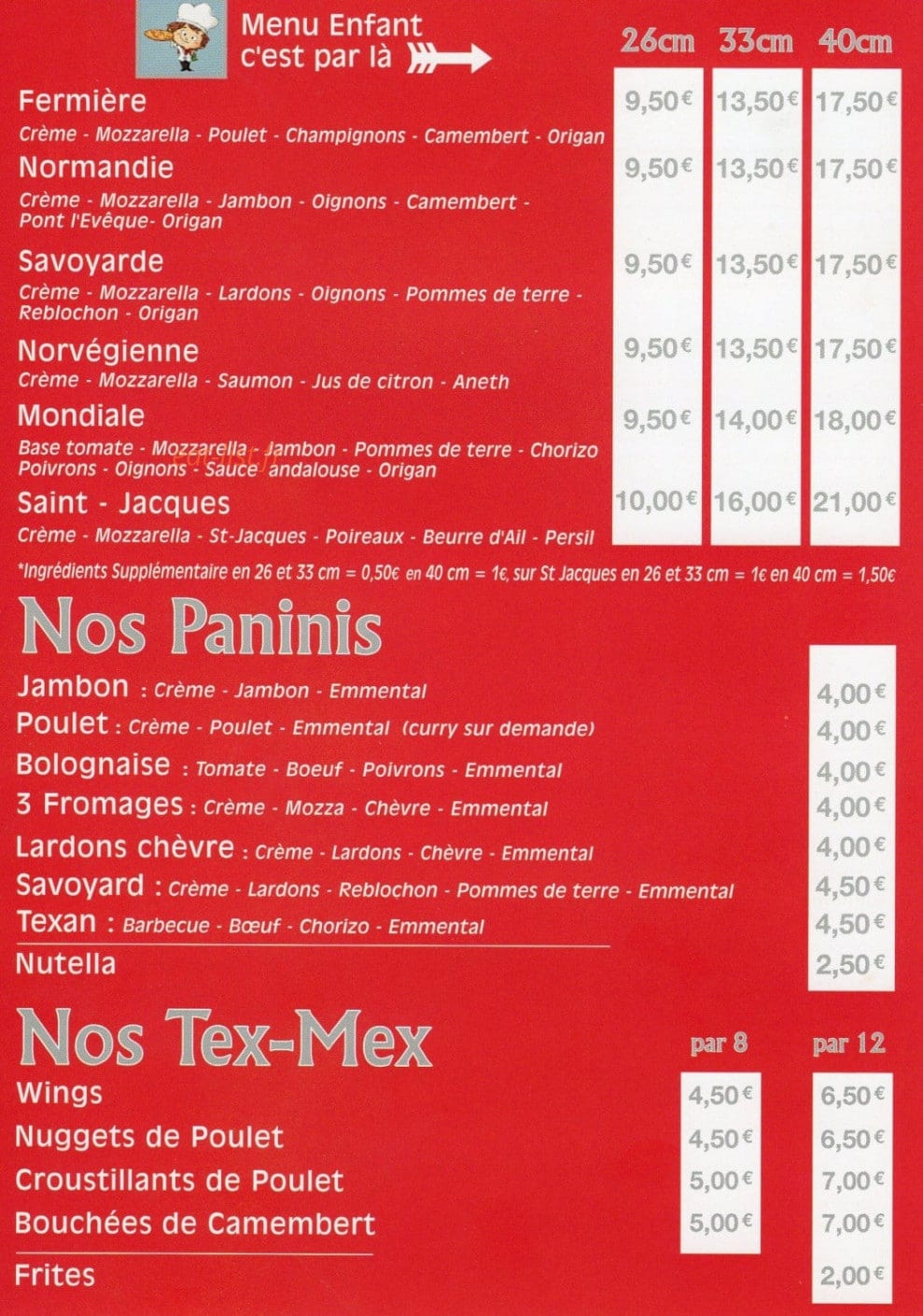 Pizza Casa — carte page 3