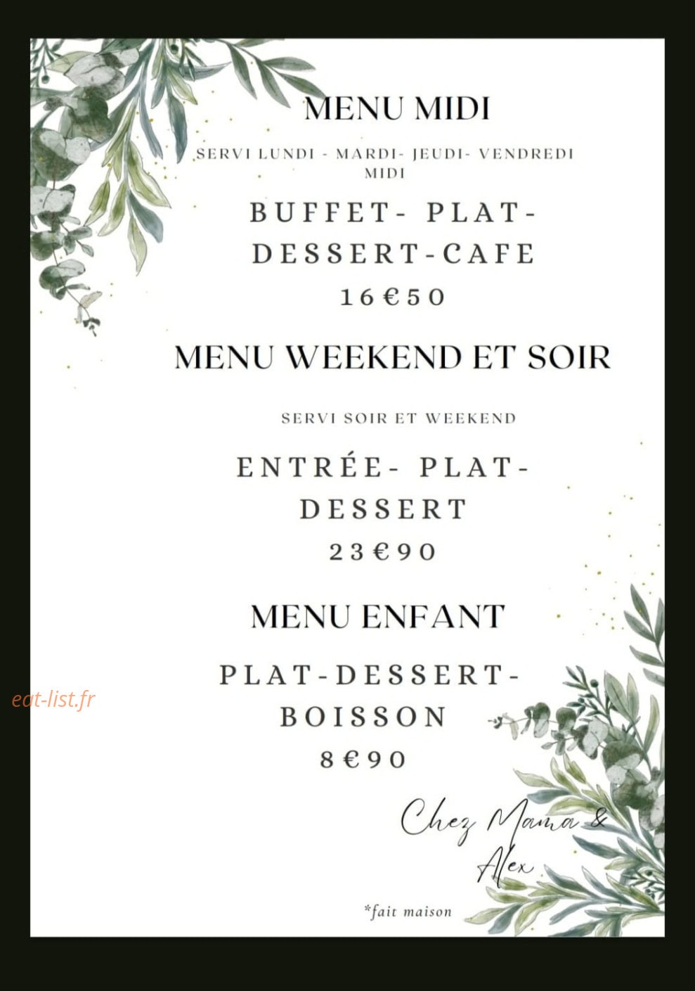 Chez Mama et Alex — carte page 1
