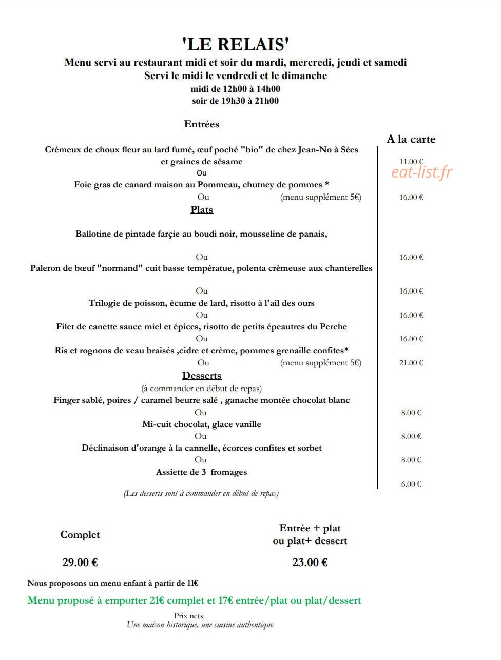 Hotel de la Poste — carte page 1