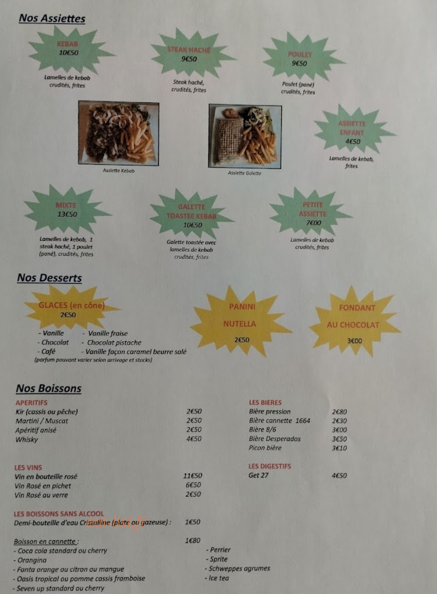 Kebab Melois — carte page 2