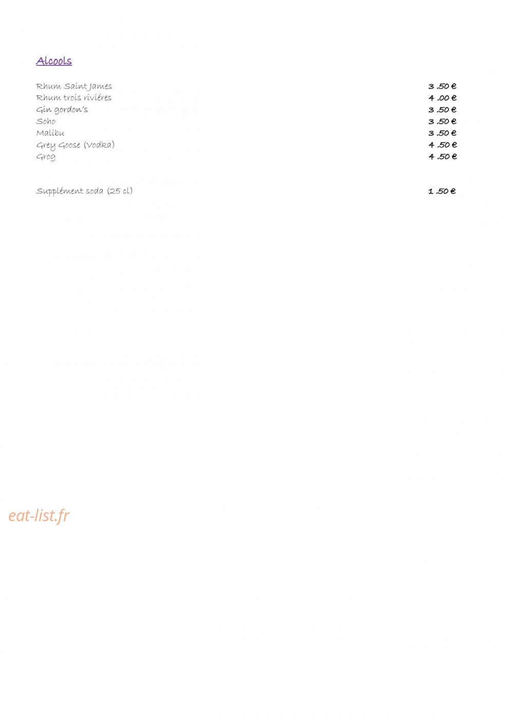 Restaurant De France — carte page 8