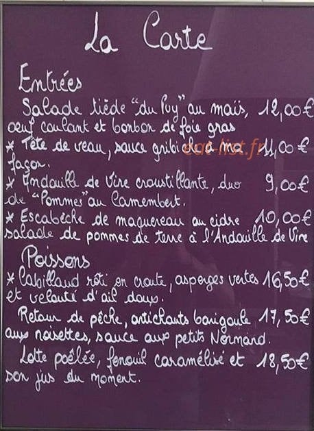Bistrot de l'Abbaye — carte page 1