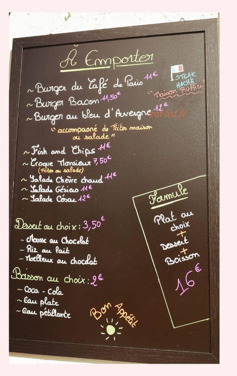 Café de Paris — carte page 1