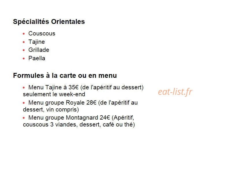 La Couscousserie — carte page 1