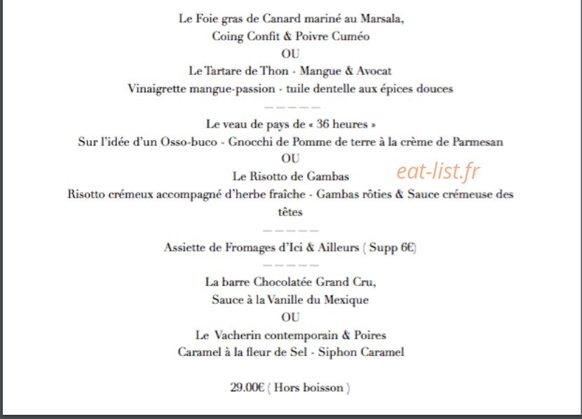 Le Comptoir de Maria — carte page 1