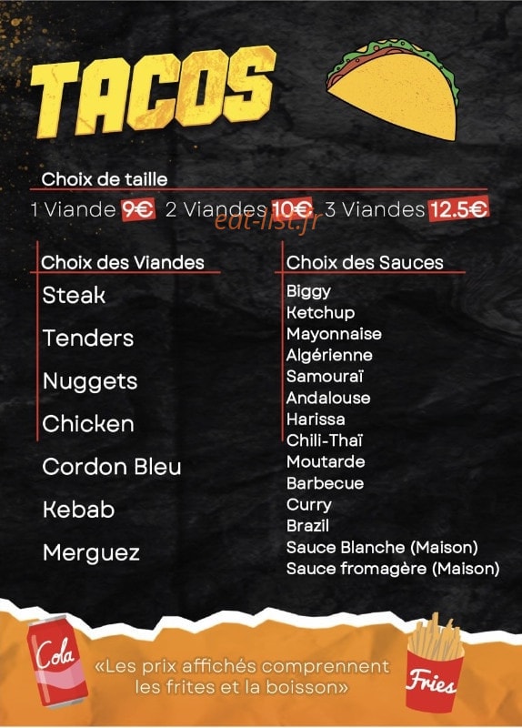 Au Tacos Normand — carte page 2