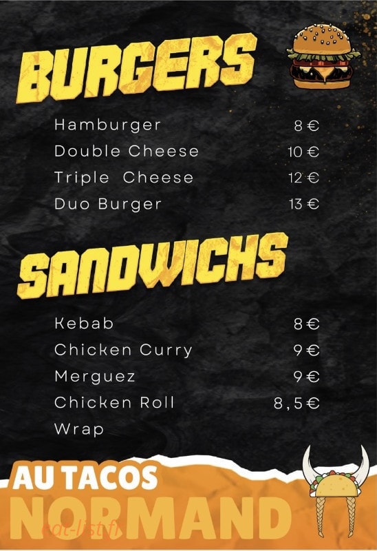 Au Tacos Normand — carte page 3
