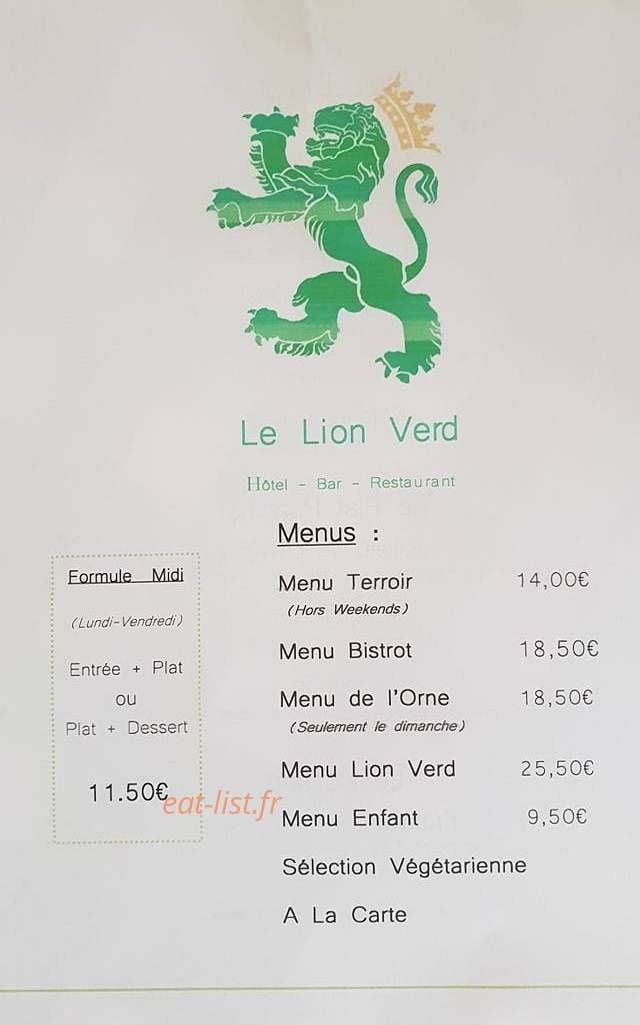 Le Lion Verd — carte page 1