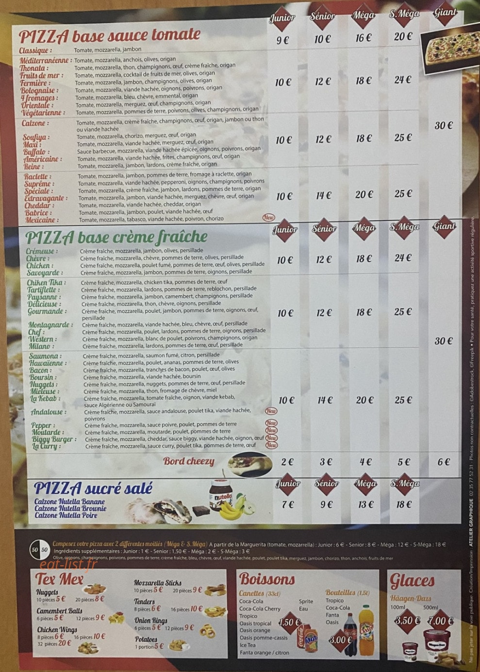 Délice Pizza — carte page 2