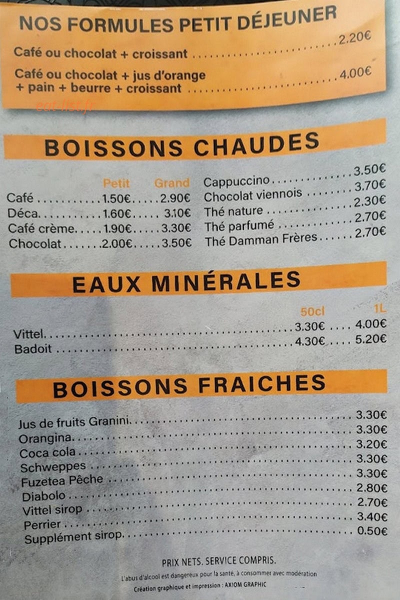 Le Bistro — carte page 2