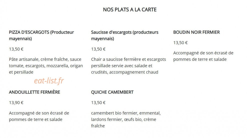 L'échoppe gourmande — carte page 1