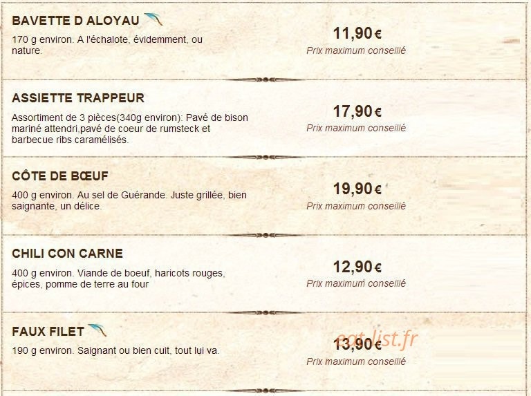 Buffalo Grill — carte page 3