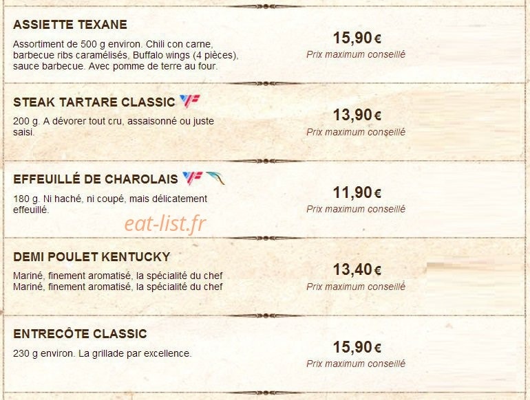 Buffalo Grill — carte page 4