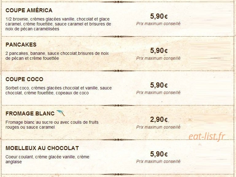 Buffalo Grill — carte page 7