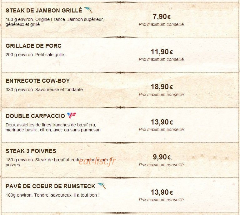 Buffalo Grill — carte page 2