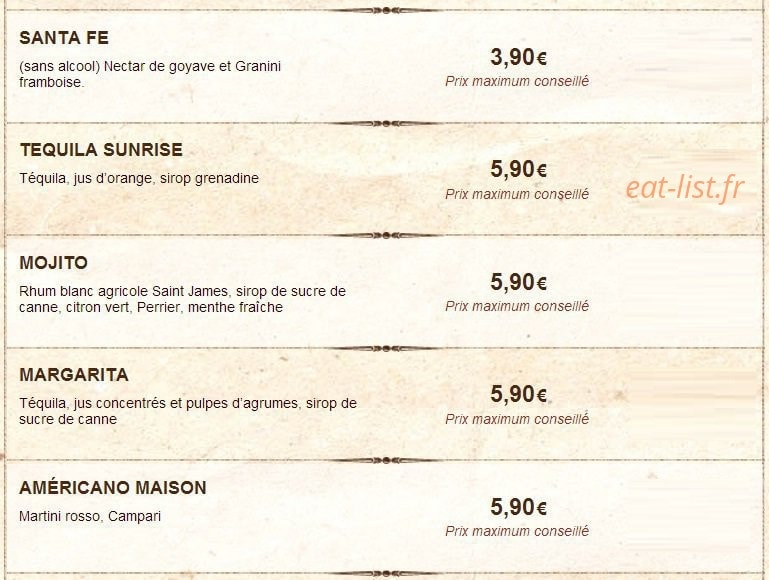 Buffalo Grill — carte page 10