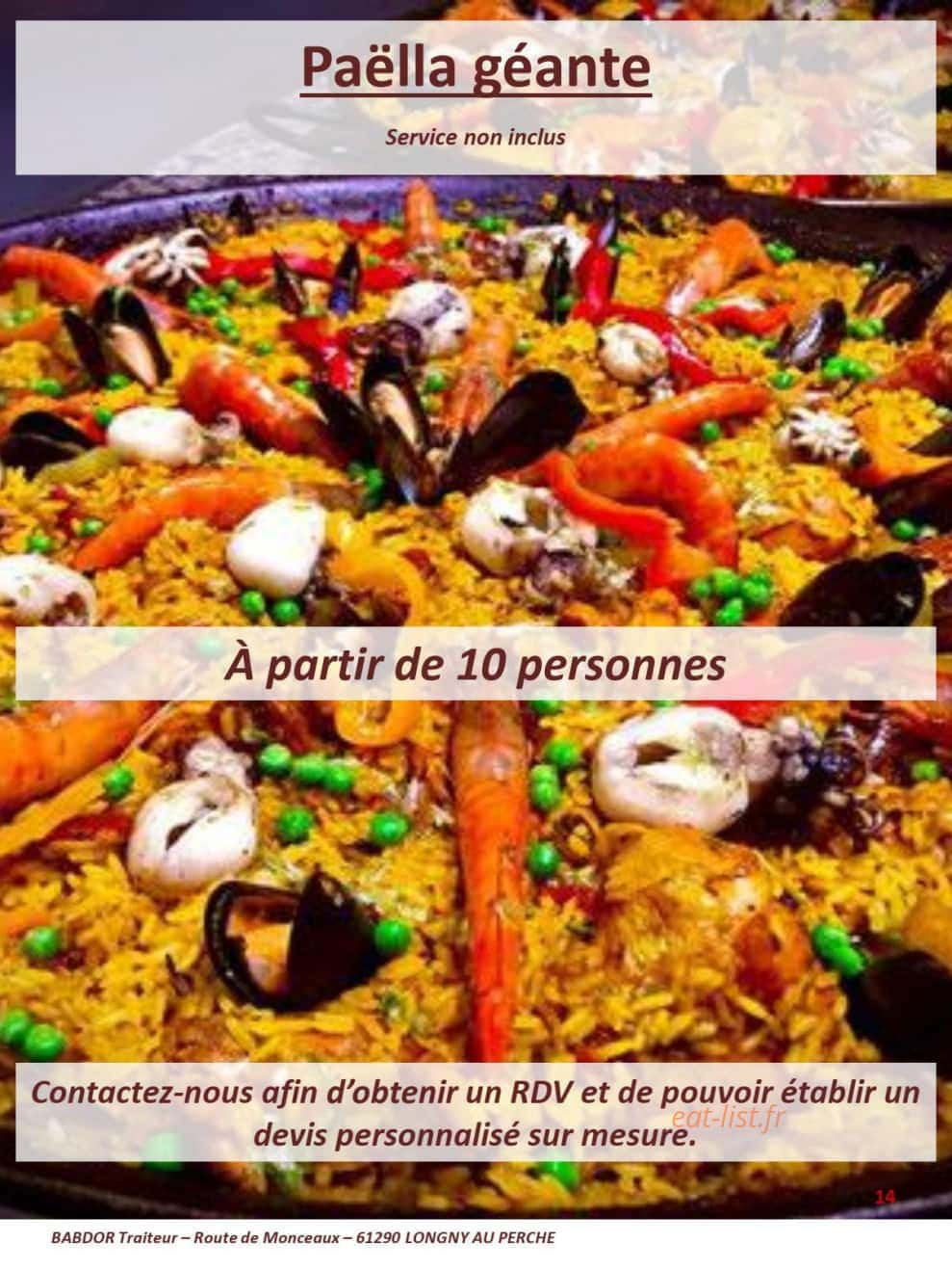 Babdor Traiteur — carte page 14