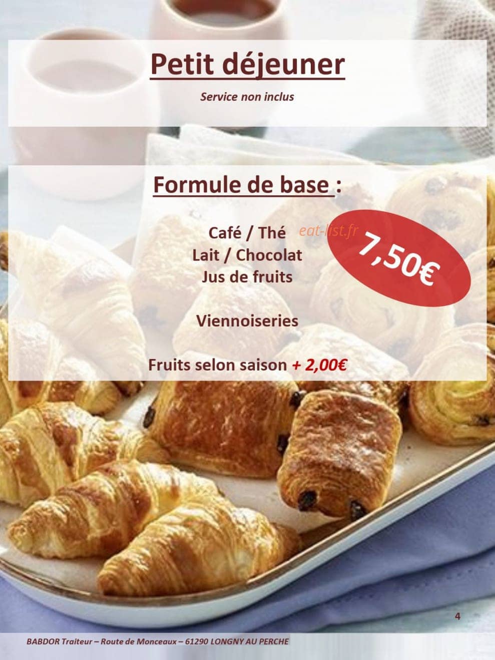 Babdor Traiteur — carte page 4