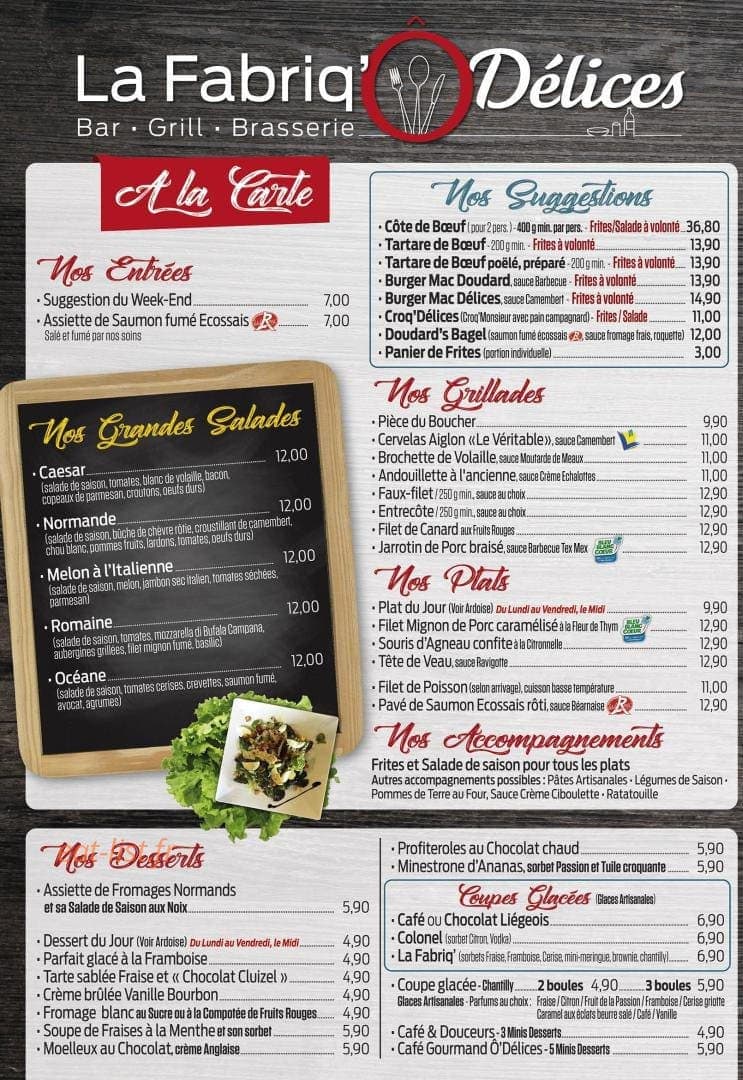 La Fabriq'Ô Délices — carte page 1