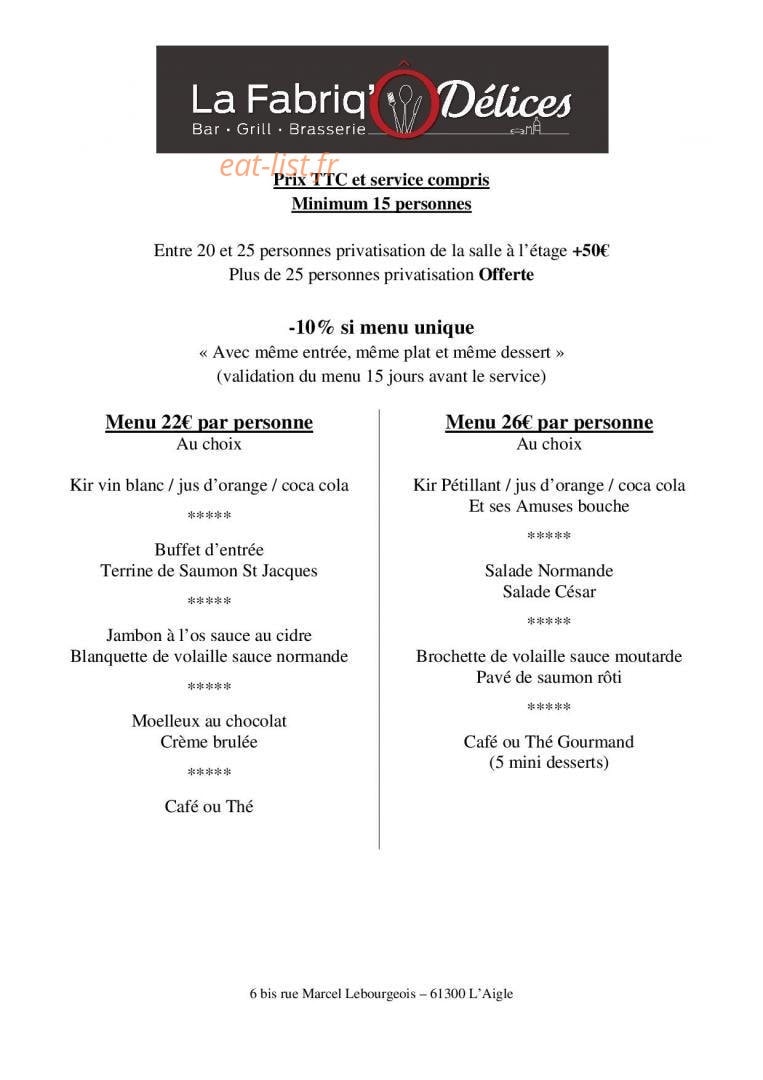 La Fabriq'Ô Délices — carte page 3