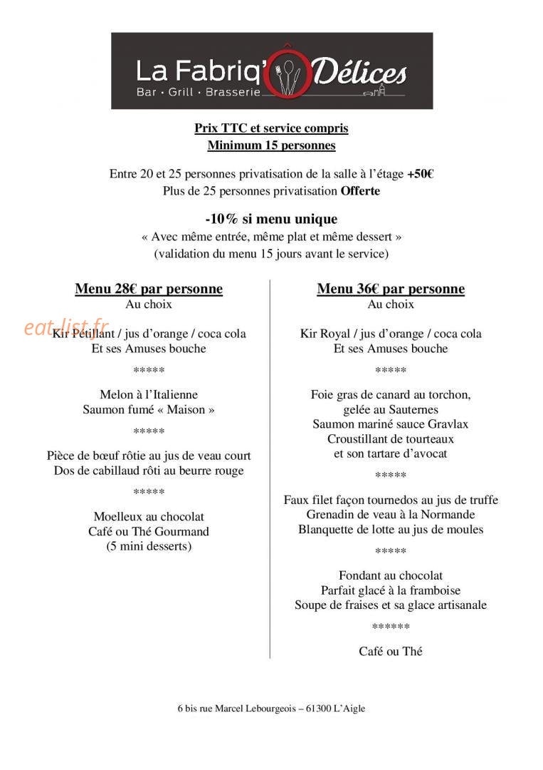 La Fabriq'Ô Délices — carte page 4