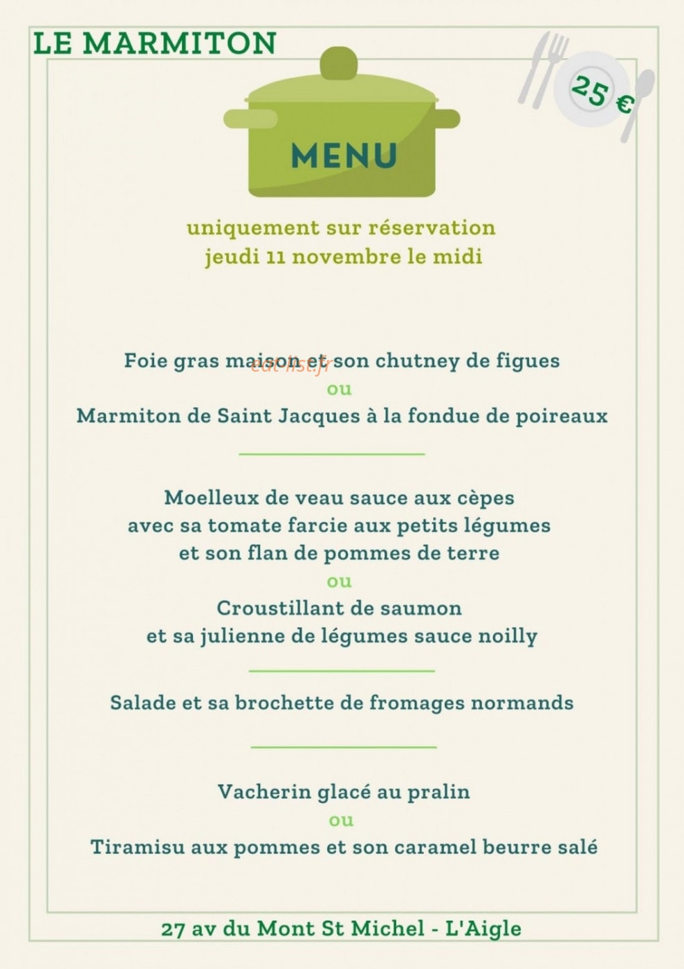 Le Marmiton à L' Aigle menu et photos