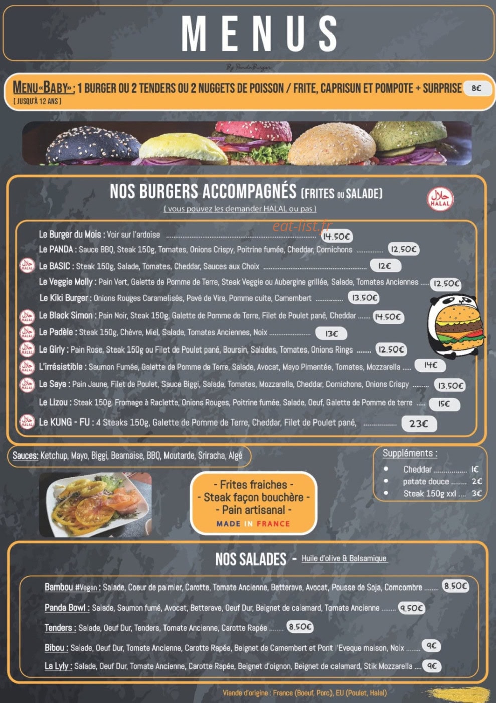 Panda Burger — carte page 1