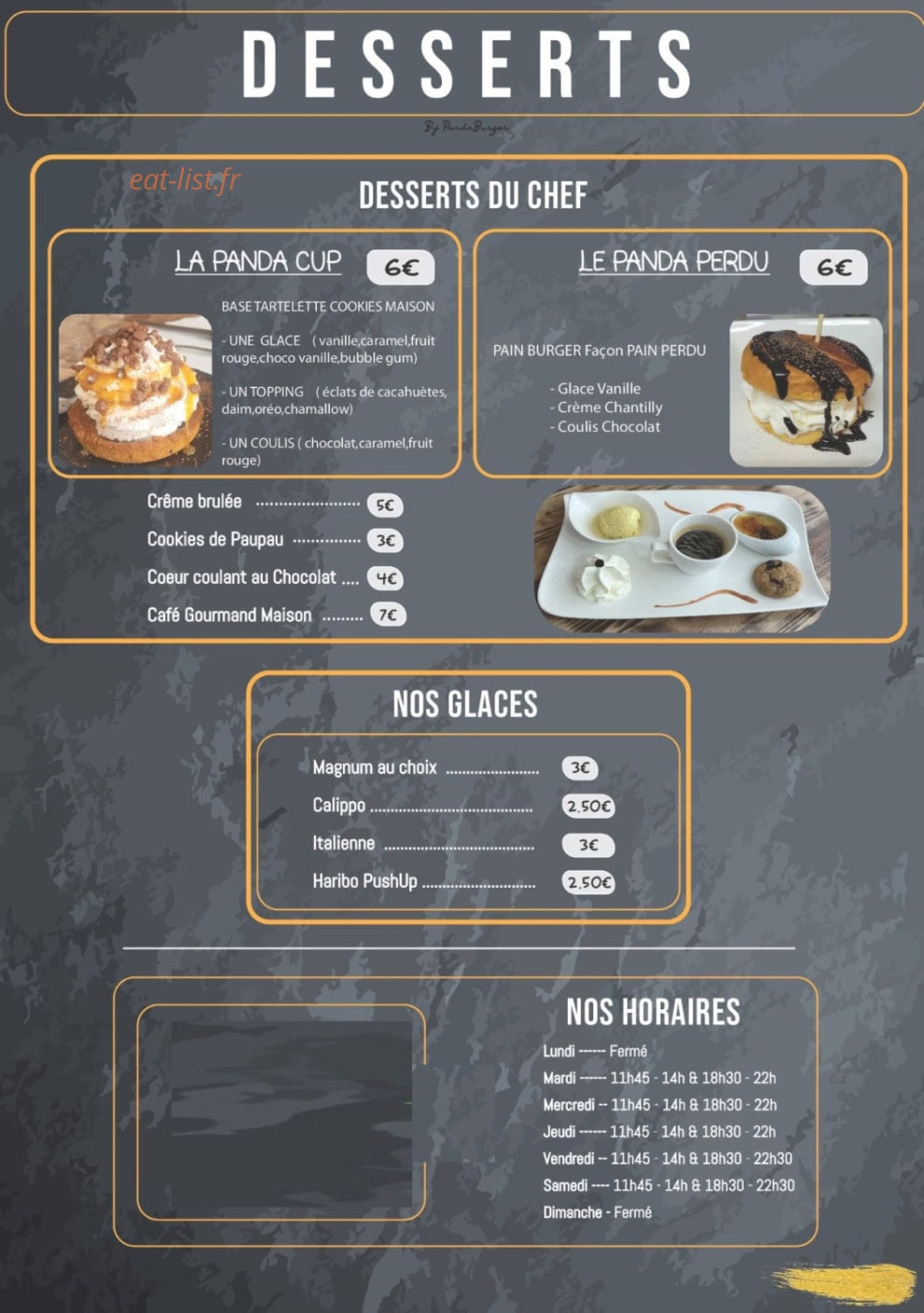 Panda Burger — carte page 3