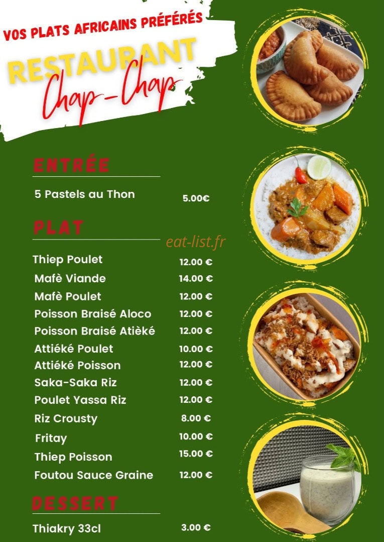 Restaurant Chap-Chap — carte page 1