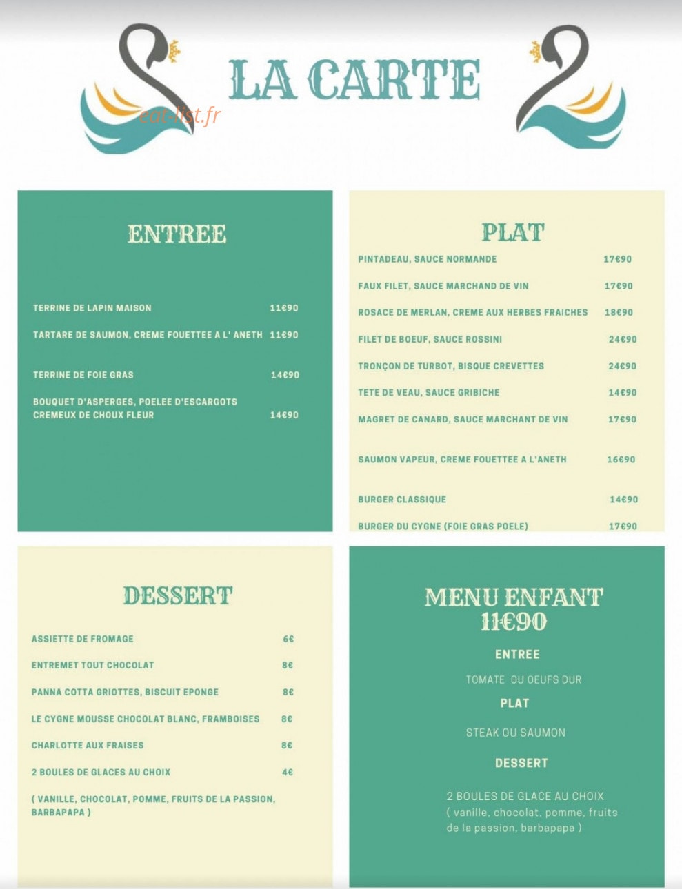 Restaurant du Cygne — carte page 2