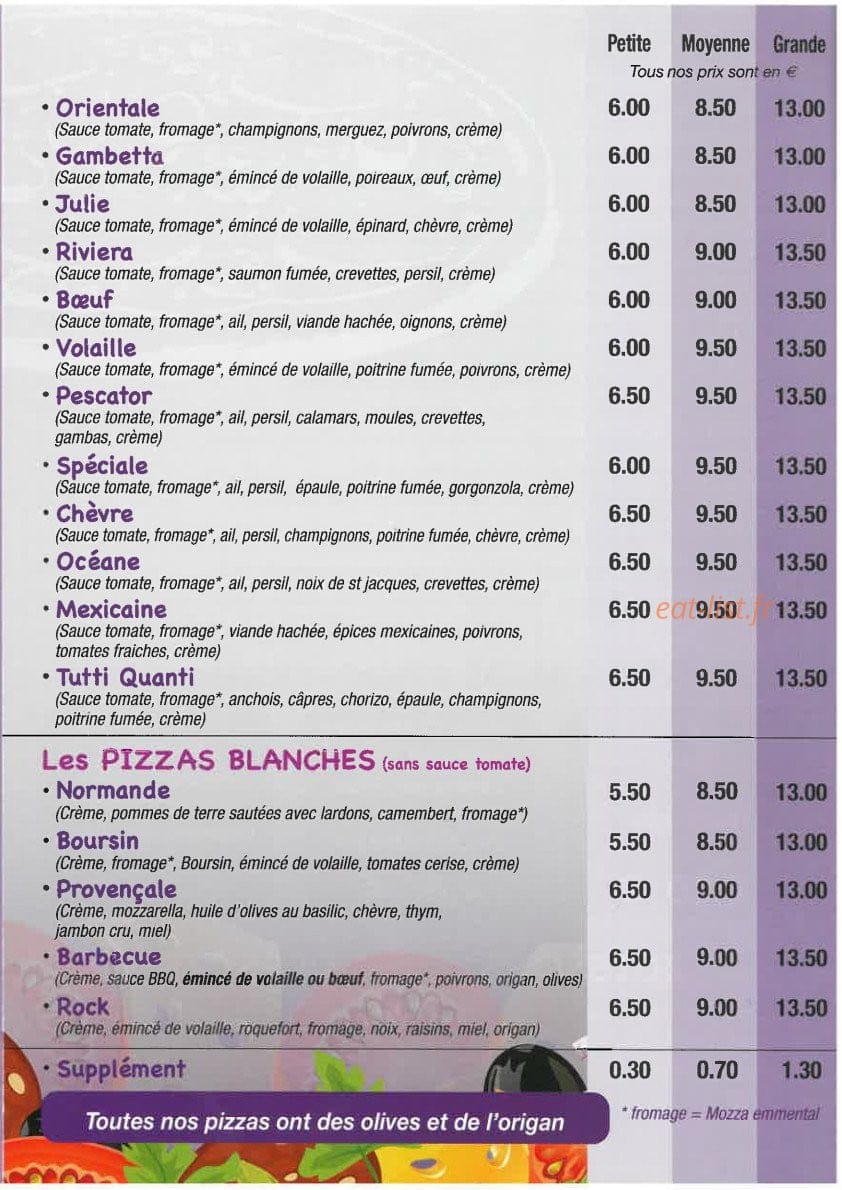 Trismegiste Pizzas — carte page 3