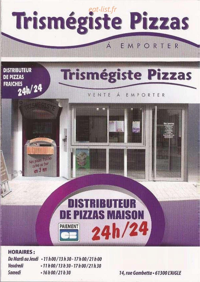 Trismegiste Pizzas — carte page 1