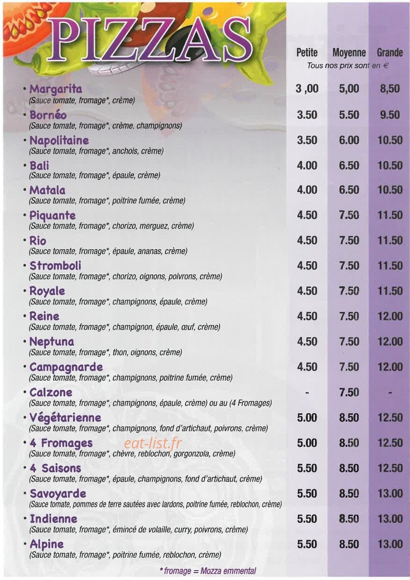 Trismegiste Pizzas — carte page 2