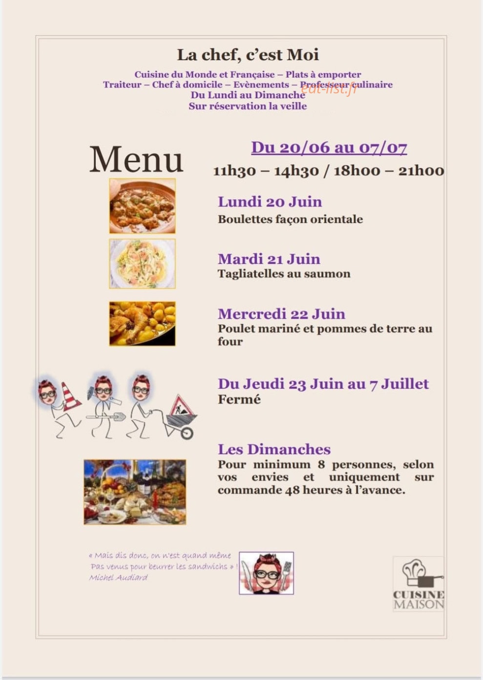 La Chef, C’est Moi — carte page 1
