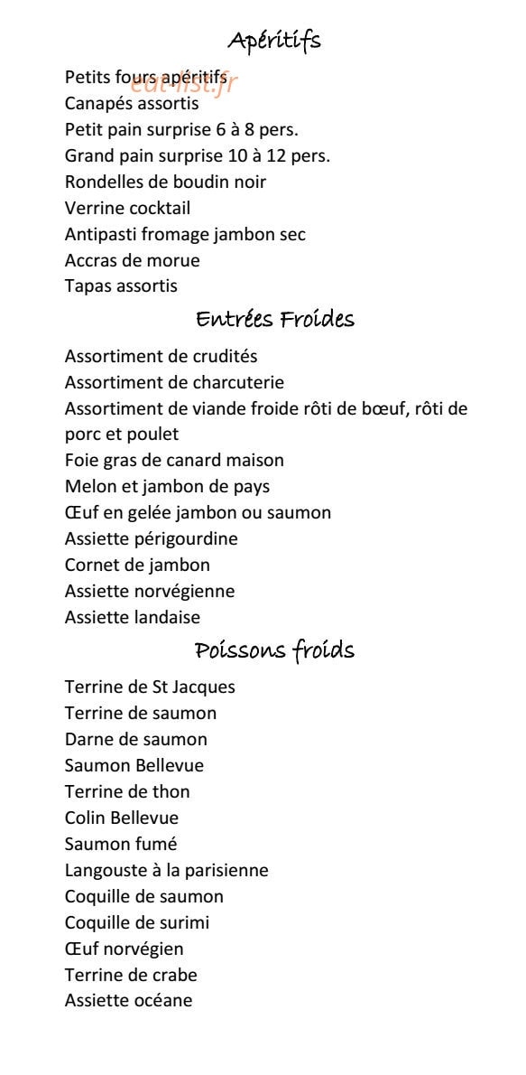 Au Roi Du Boudin — carte page 1
