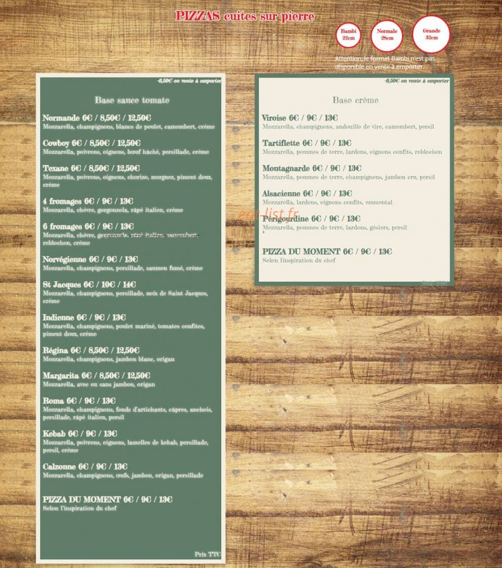 La Trattoria — carte page 1