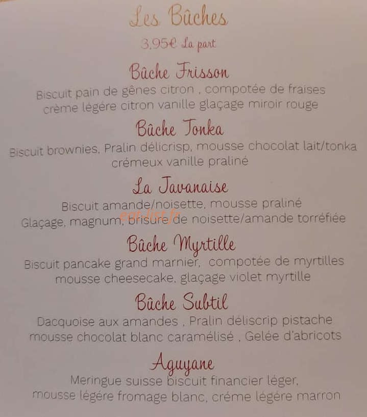 Les Friandises du Perche — carte page 1